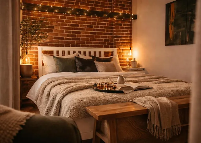 Industrial Brick With King Bed - 公寓 布加勒斯特
